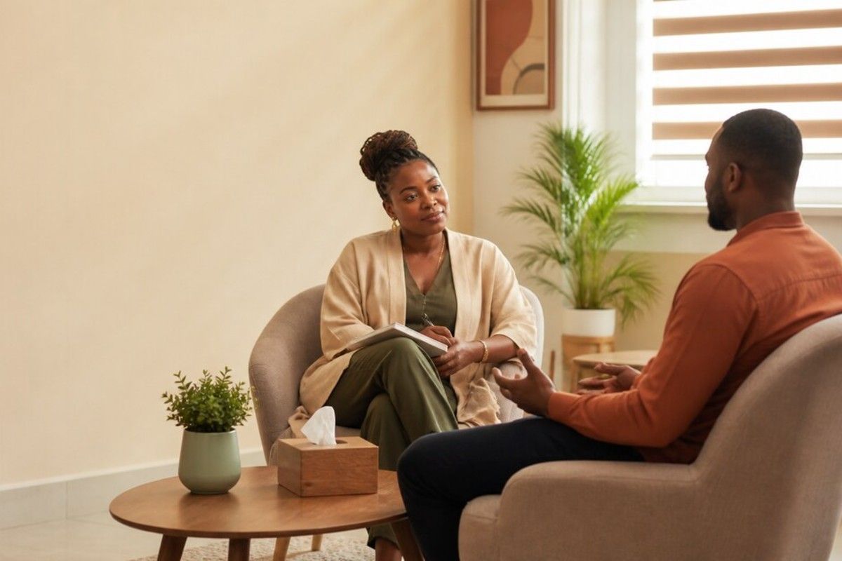 Individual therapy in a calm counselling setting.