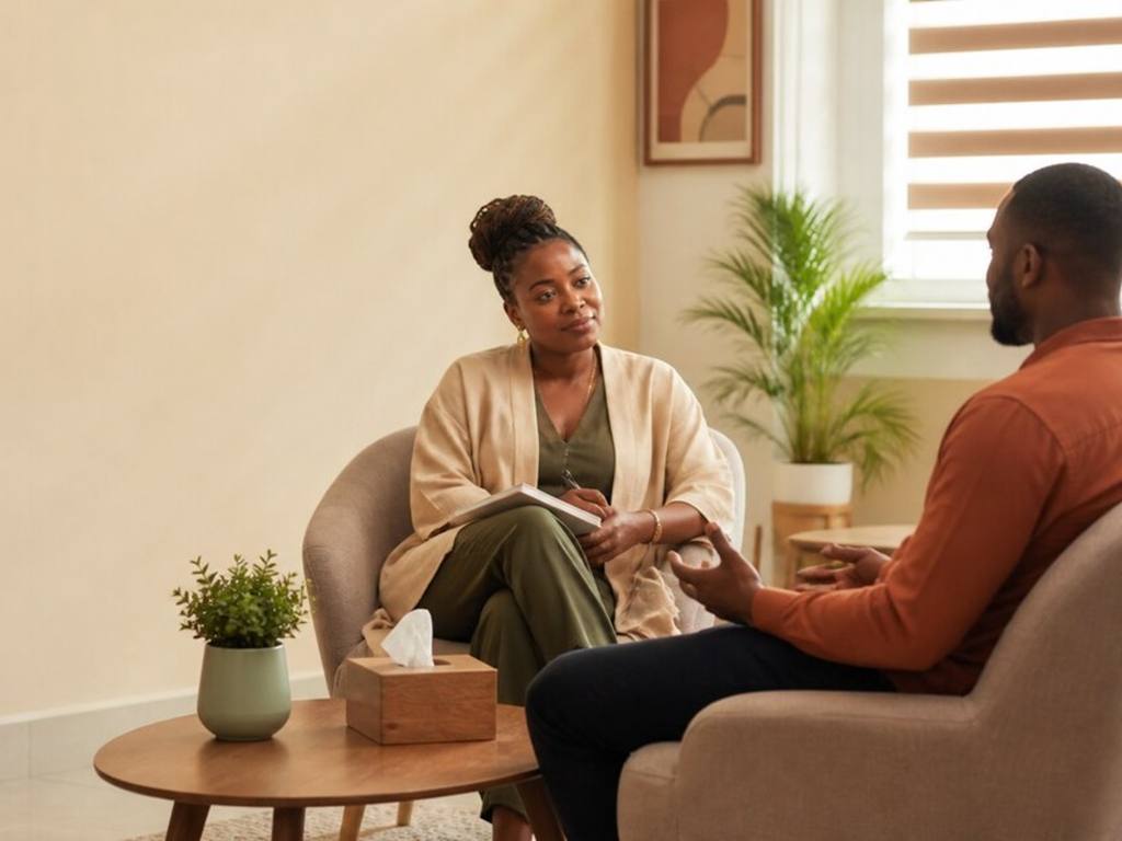 Individual therapy in a calm counselling setting.