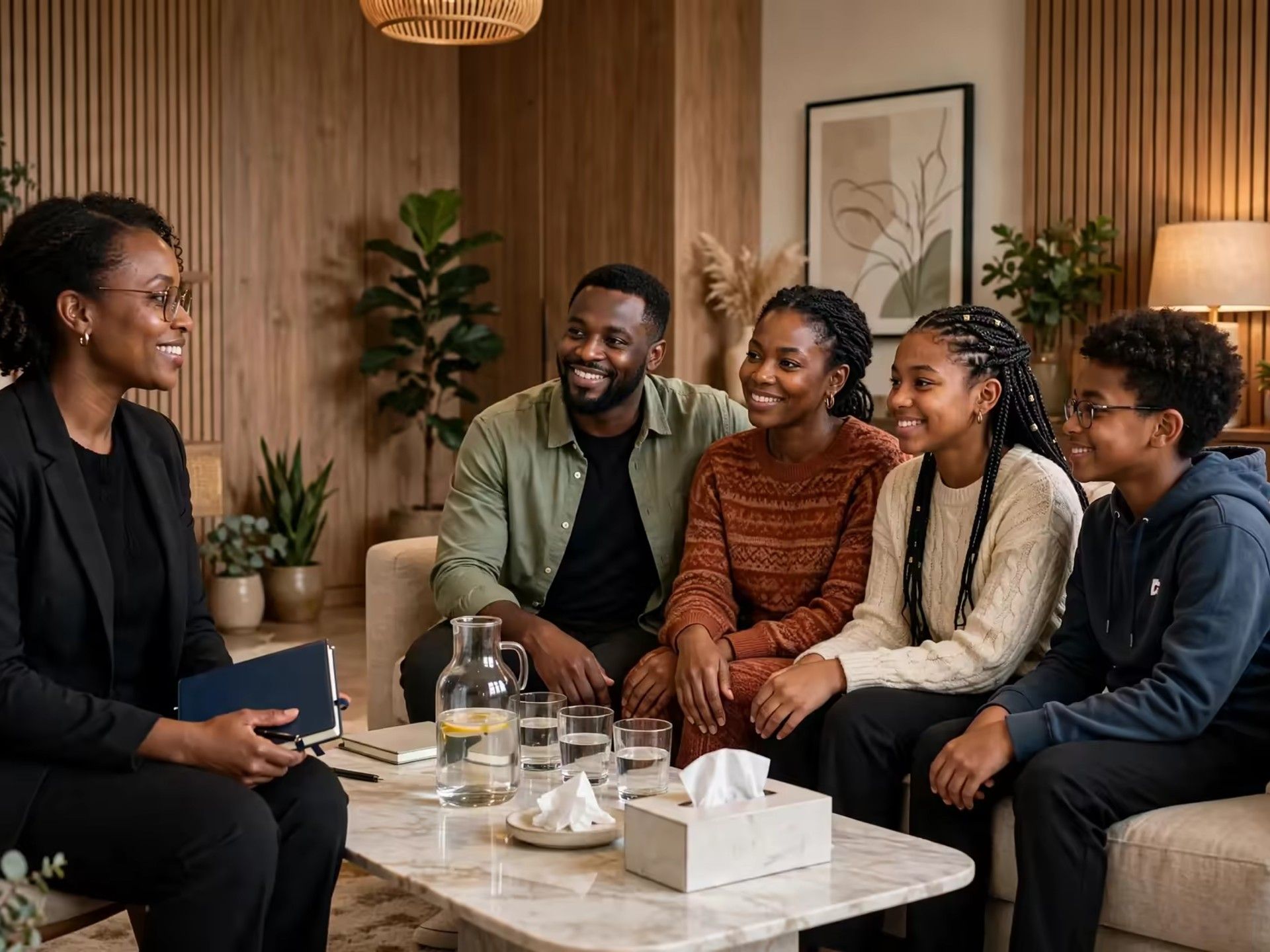 An African family in a family therapy session